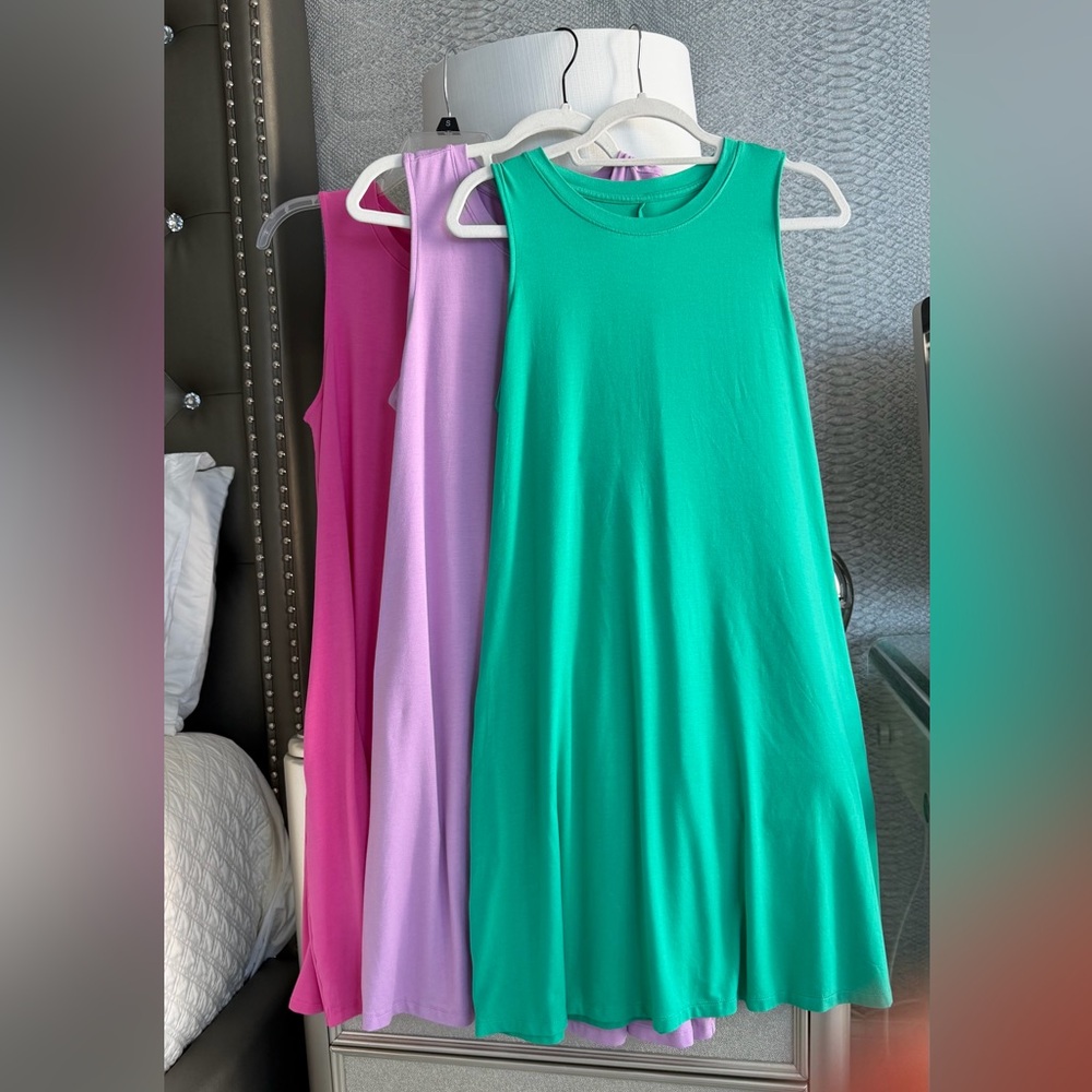 Time and Tru Women's Sleeveless Knit Swing Dresses Set of 3 Size L